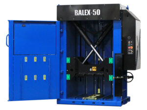 Europress BALEX-50 baler with door open, ram visible